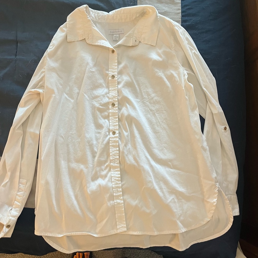 Charter Club Cream Button-Up Blouse